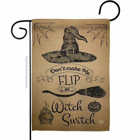 CUADRILATERO 13 x 18.5 in. Flip my Witch Switch Garden Flag with Fall Halloween Double-Sided  Vertical Flags CU3888845
